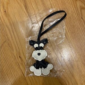 Black and White Dog Leather Bag Charm